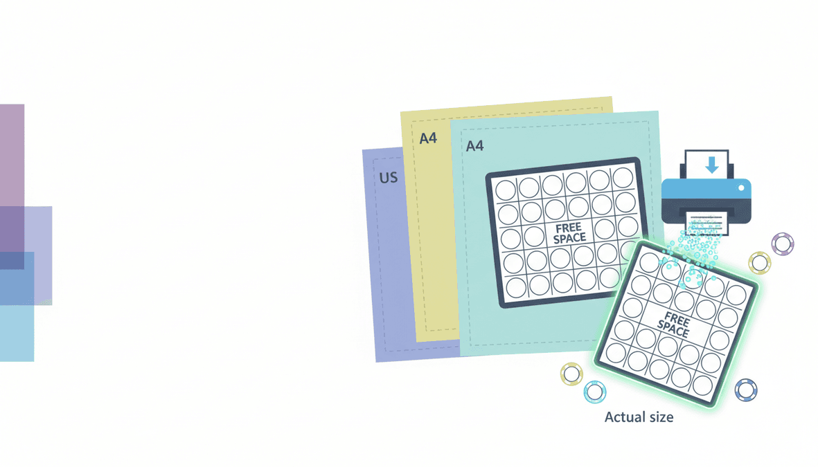 Bingo Card Sizes & PDF Printing: Letter Paper, Margins, and Crisp Grids — header illustration