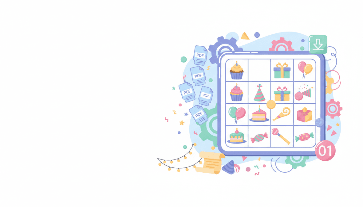 Birthday Party Bingo Cards: Free Generator — header illustration