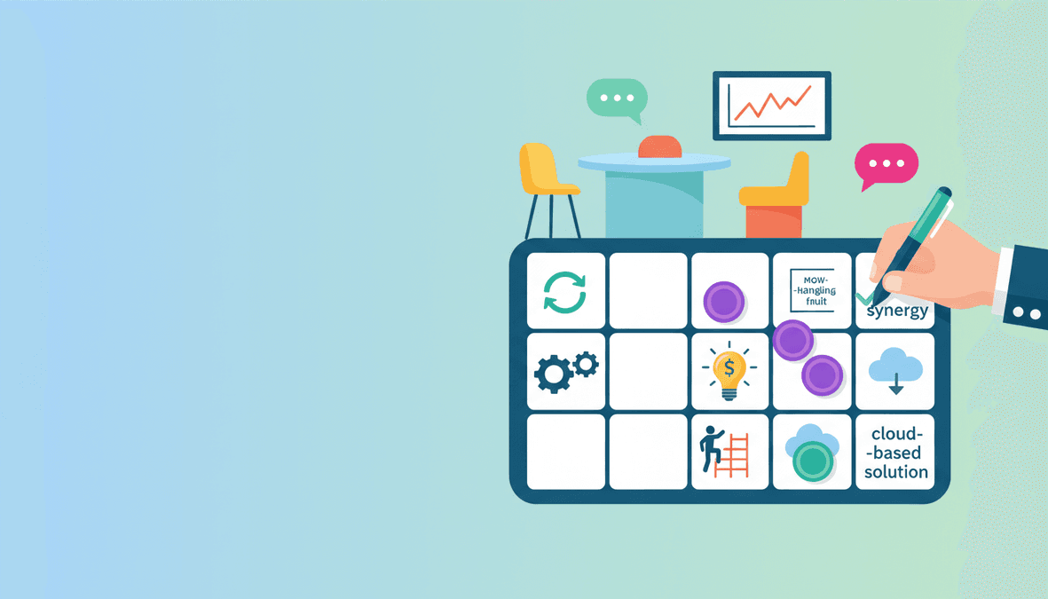 Office Meeting Bingo: 100 Hilarious Phrases to Survive Your Next Meeting — cover