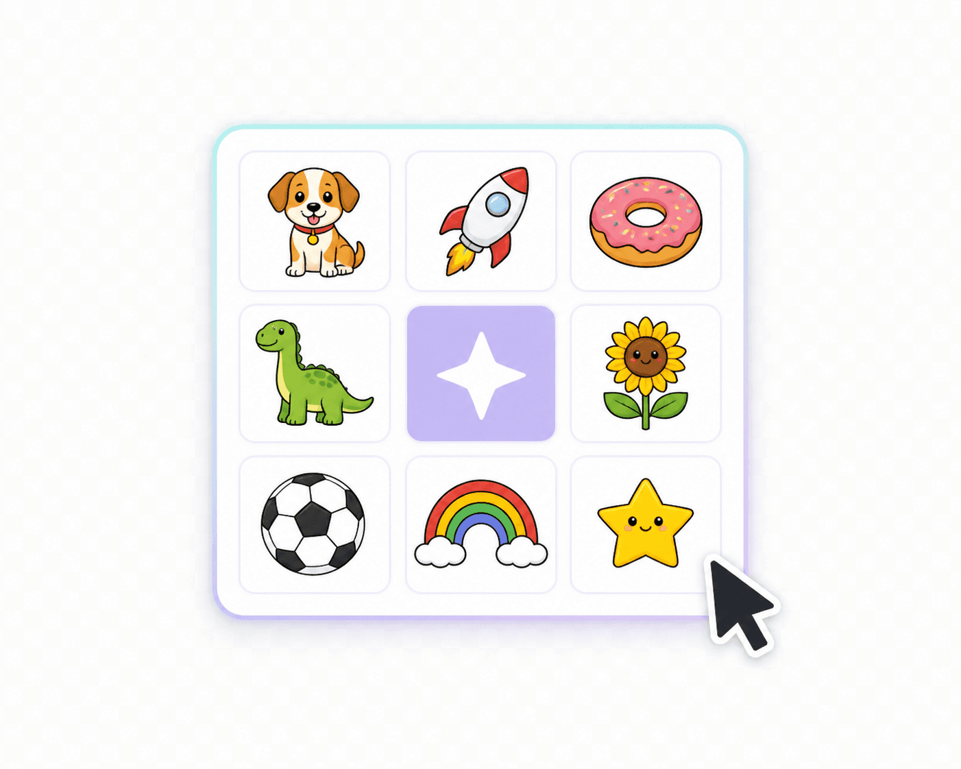 Illustration: choosing a theme from a grid of icons