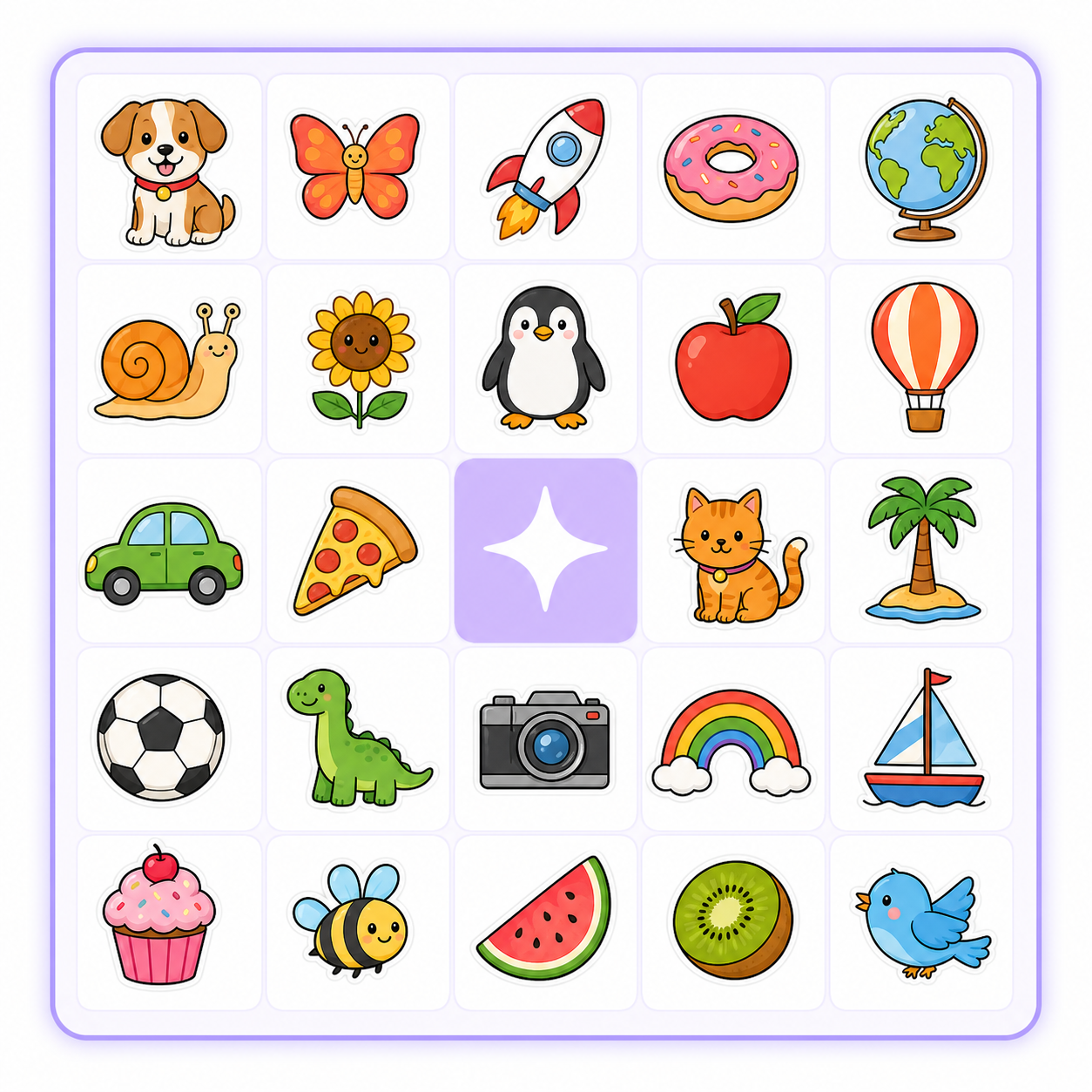 Four-up printable picture bingo sample